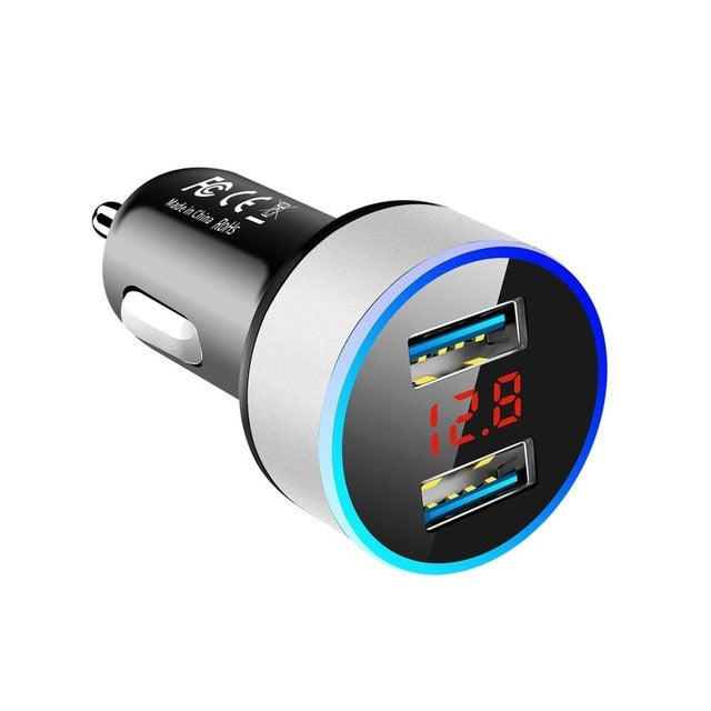 Dual USB Car Charger With LED Display